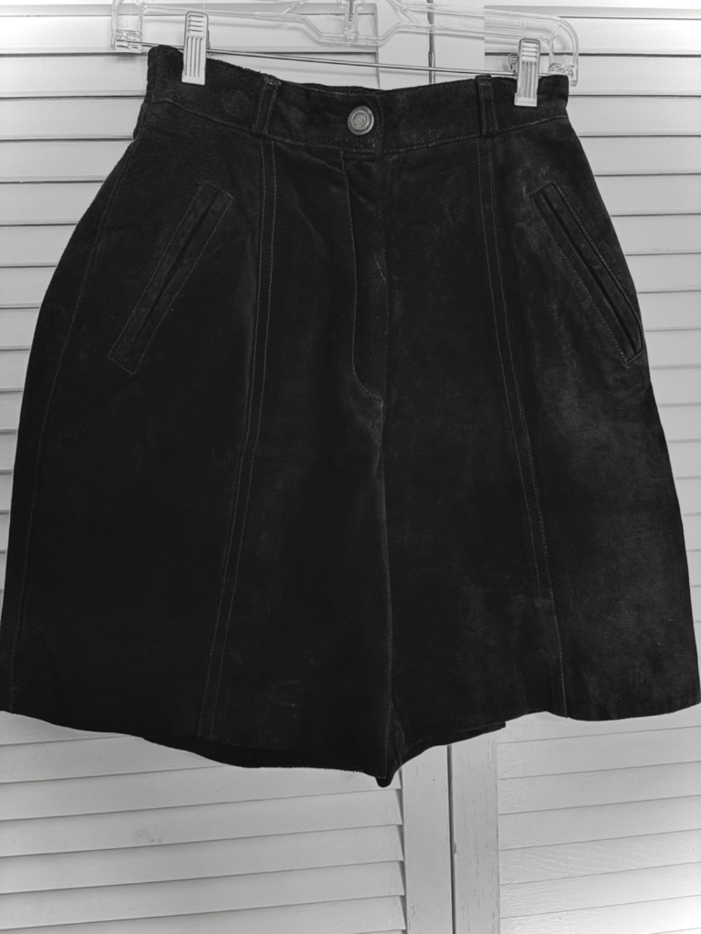 Vintage Forenza Black Leather Suede-Look Shorts